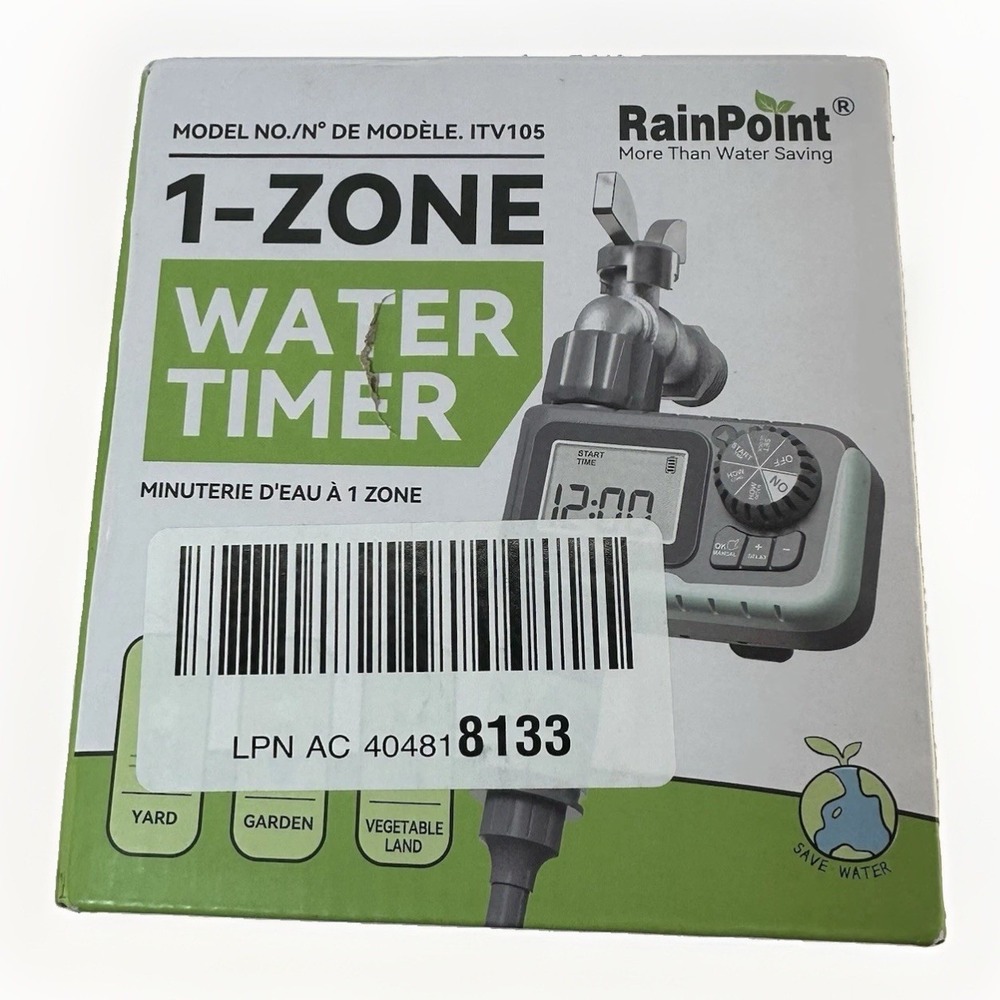 RainPoint ITV105 1-Zone Digital Water Timer Garden Hose Irrigation Sprinkler
